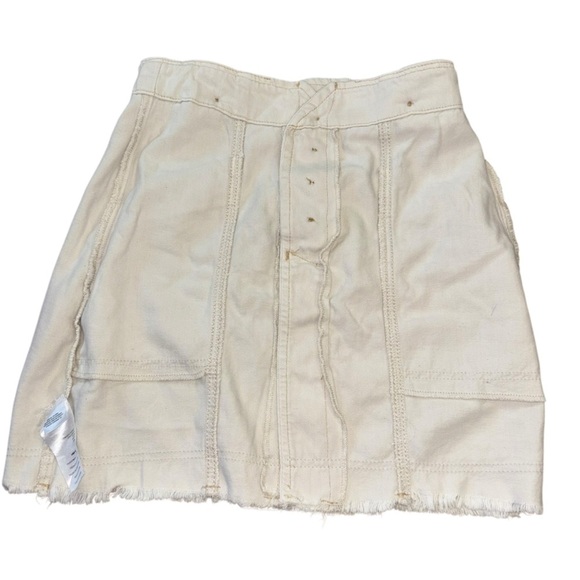 Free People Mini Button Fly Skirt White Womens 6 Bohemian Hippie Preppy Western - Picture 8 of 12